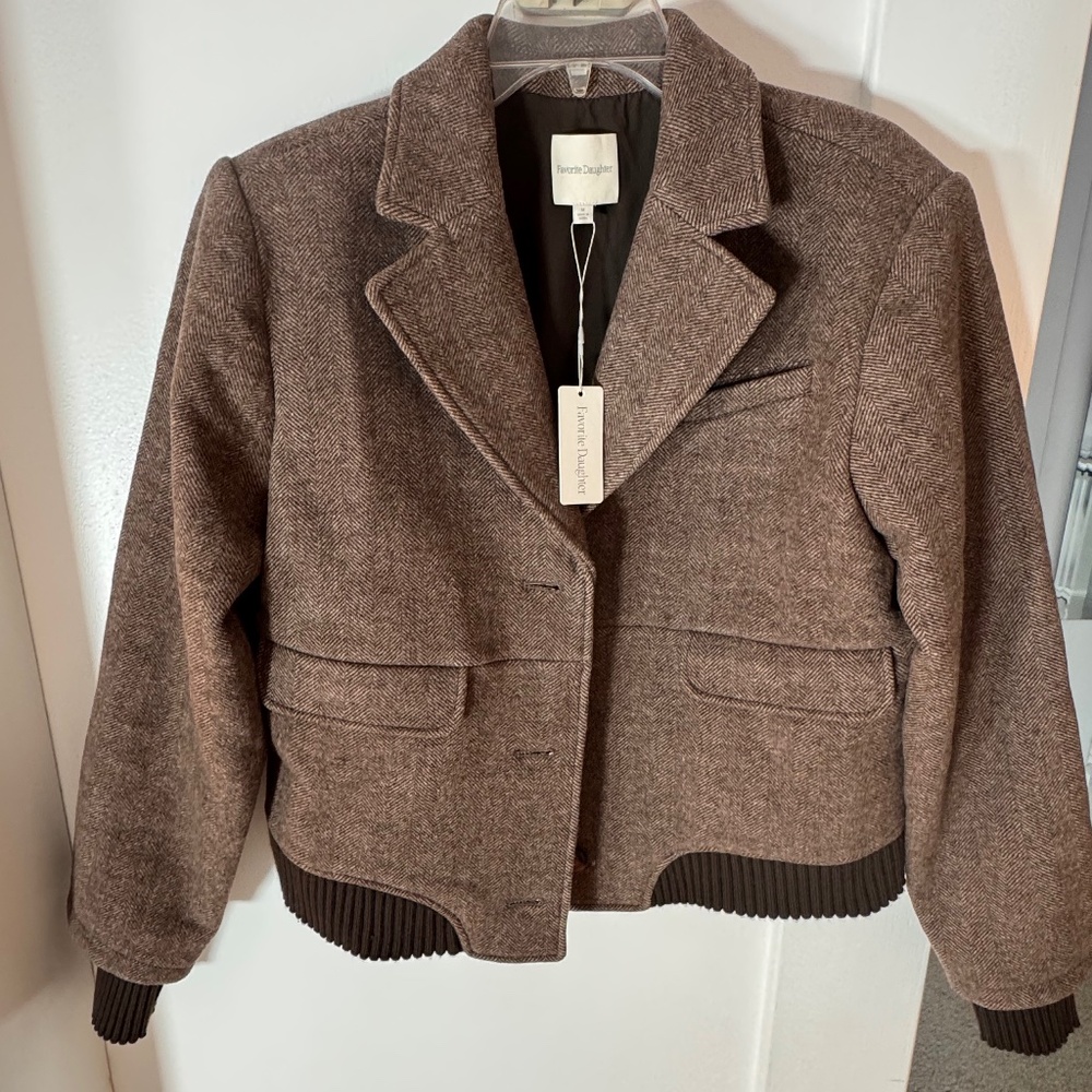 Favorite Daughter Brown City City Bomber wool blend.